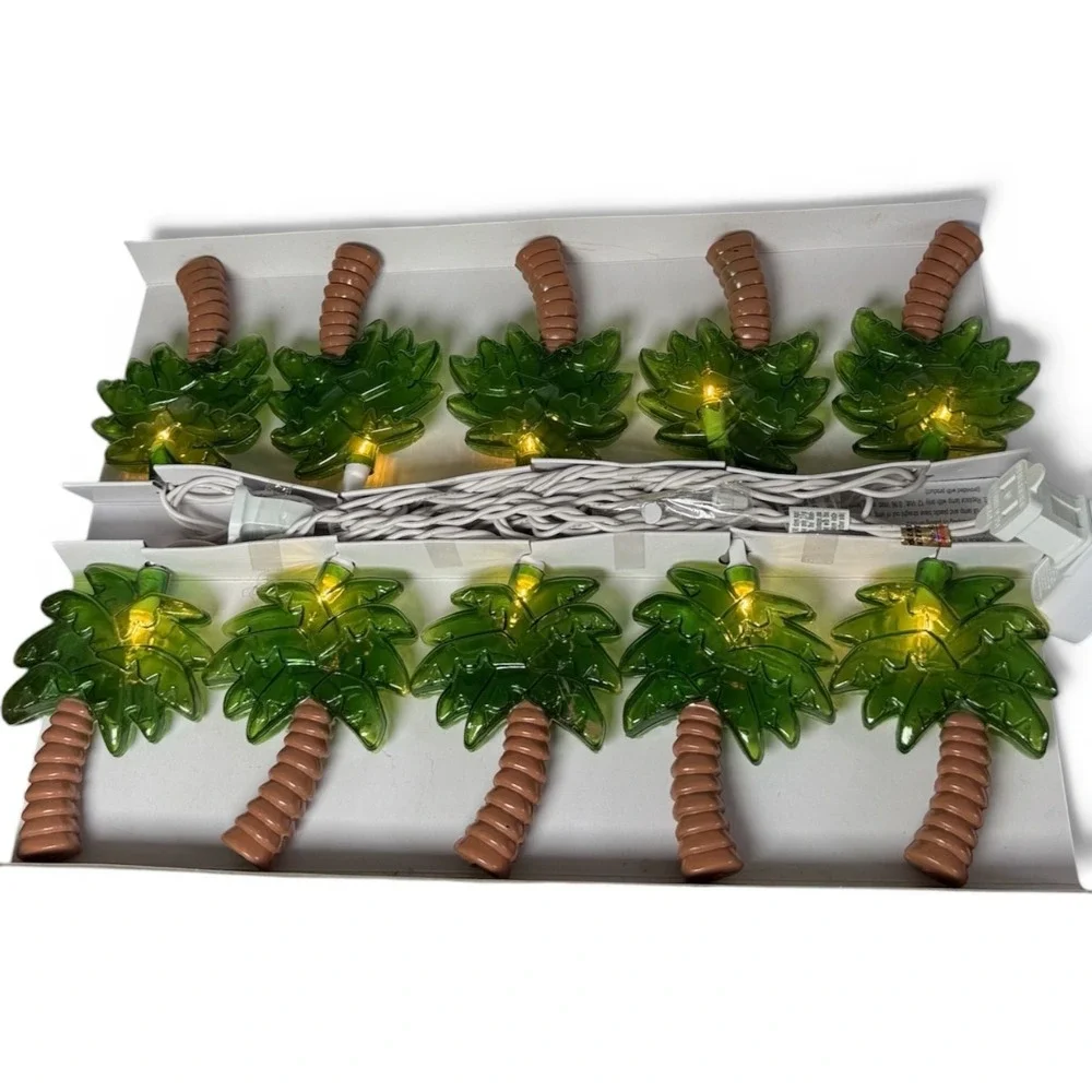 Escape To Paradise Palm Tree String Lights 10ct Beach RV Decor 8.5ft Outdoor NEW